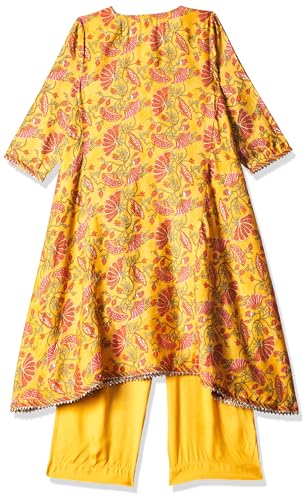 Image of BIBA Girl Viscose Straight Embroidered Suit Set