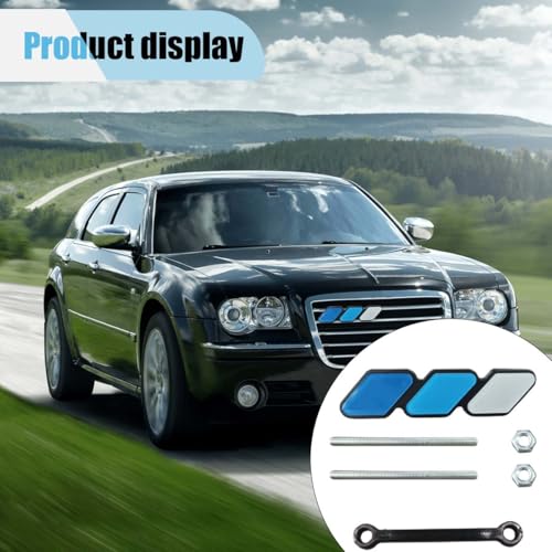 Image of Car Grille Decoration Badge - Tri-Color Grille Badge Emblem Front Grille Insert Trims - Car Truck Label Decoration Accessories Fit for Tacoma 4Runner Tundra Sequoia Rav4 Highlander (Blue)