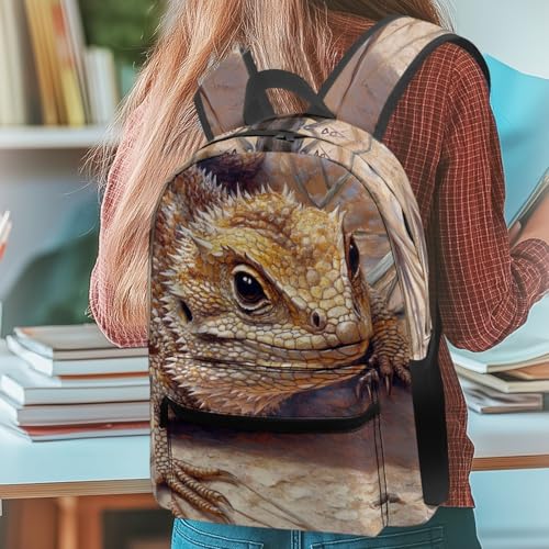 Cumagical Bearded Dragon Rock Print Spacious Kids Backpack with Reinforced Handles for School Supplies4