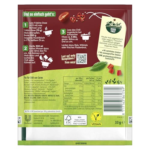 Knorr Fix Würzmischung Chili con Carne für ein würziges Fleischgericht mit natürlichen Zutaten 33 g