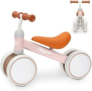 Interbaby Loopfiets zonder pedalen, veilige loopwagen voor baby's van 12 tot 36 maanden, ideaal en grappig cadeau voor de eerste verjaardag, roze