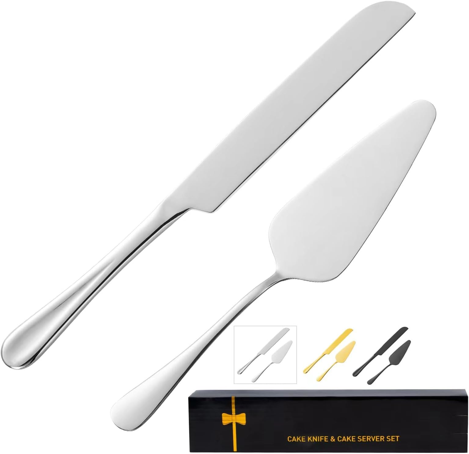 Cake Serving Set, Cake Pie Pastry Servers, Stainless steel Cake Knife and Server Set Perfect For Birthday, Wedding, Parties and Events (Silver)