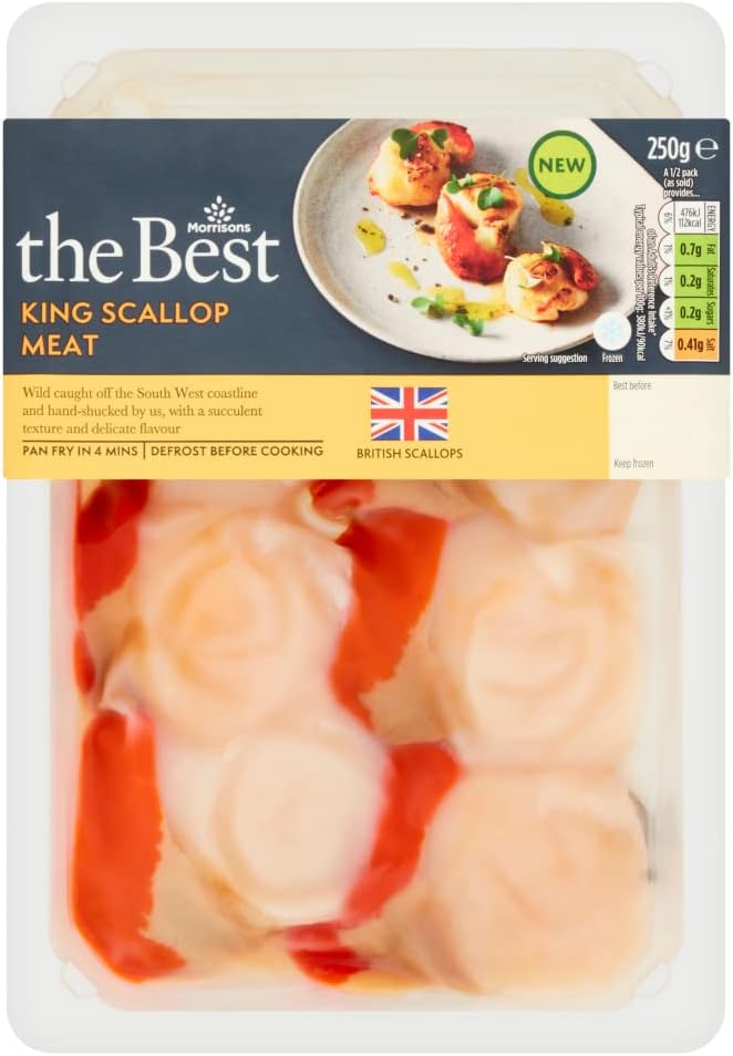 Morrisons The Best British King Scallop Meat, 250g (Frozen) Amazon.co.uk Grocery