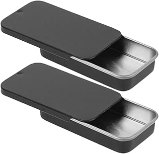 Ciieeo 小型コンパクト携帯用ガム錠剤ケース バスルームアクセサリー用キャニスター収納 2個入りスライド式蓋金属製ブリキ収納ボックス