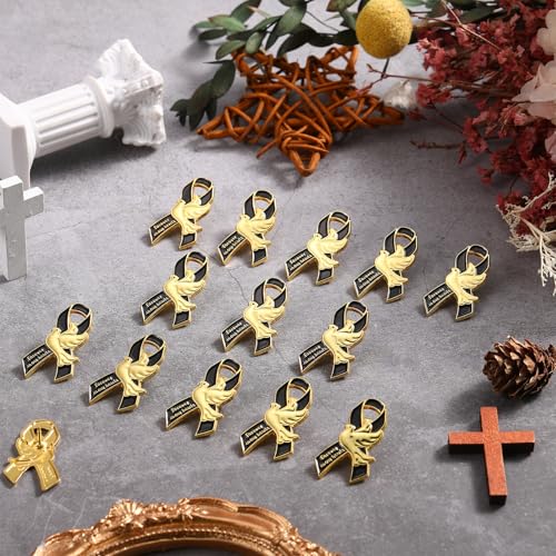 Misdary 25 Pcs Funeral Memorial Pins for Guest Christian Doves Ribbons Forever in Our Hearts Lapel Pin for Mourning Remembrance Day3