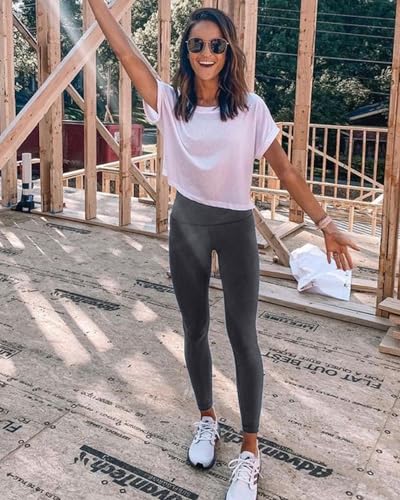 Image of High Waisted Leggings for Women - Soft Athletic Tummy Control Pants for Running Cycling Yoga Workout - Reg & Plus Size