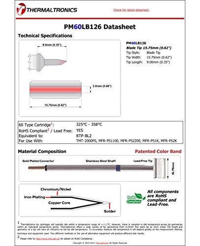 Image of Thermaltronics PM60LB126 Blade Tip 15.75mm (0.62in) interchangeable for Metcal RTP-BL2