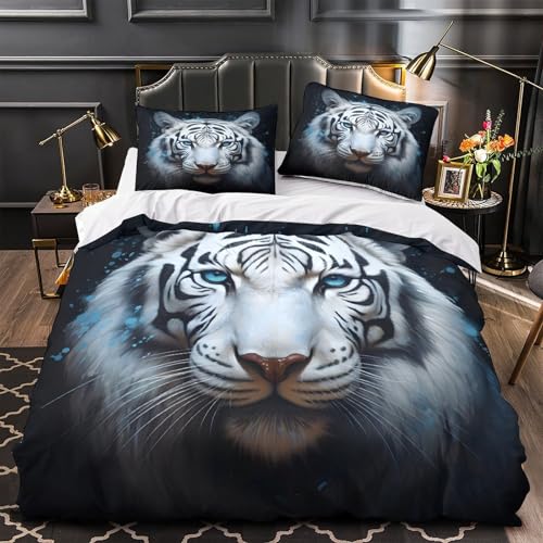Lit ado parure tigre blanc 3D microfibre ultra douce - 2