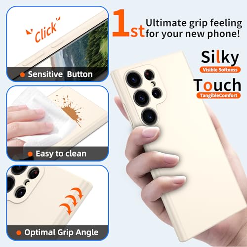 for Samsung Galaxy S23 Ultra Case,Liquid Silicone Upgrade [Soft Anti-Scratch Microfiber Lining][2 HD Screen Protector][Full Camera Protection] Shockproof Case for Samsung S23 Ultra 6.8 inch -White - image 7