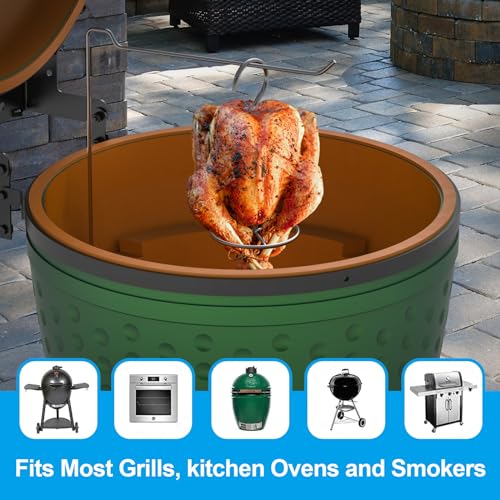 Image of Thanksgiving Turkey Roaster Turkey Hanger & Vertical Skewer Al Pastor Skewer Stand Set, Turkey Fryer Rack Hook Skewer Stand Brazilian Meat Skewer Set for Pit Barrel Smoker, Big Green Egg, Weber Grill
