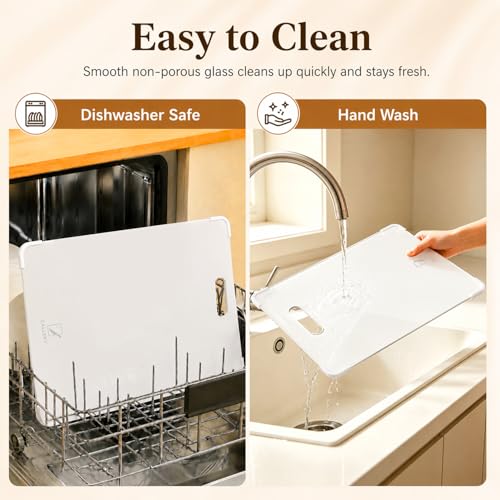 Glass Cutting Board, 16x12 White Tempered Glass Chopping Board with Non-Slip Corner Guards, Shatter-Resistant, Scratch-Resistant, Food-Safe & Non-Toxic Countertop Protector Kitchen Prep Board — view 5