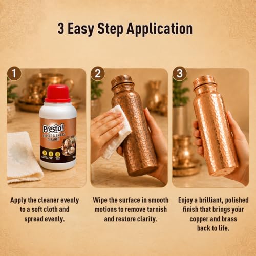 Image of Amazon Brand - Presto! Copper & Brass Cleaner Gel | 100 Ml x Pack of 2 | For Fixtures, Utensils, Artifacts & Jewellery