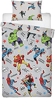 Marvel Comics Character World Licensed Grey Single Duvet Cover Design Reversible Two Sided Bedding Duvet Cover With Matching Pillow Case ,DMCGREDS001UK1