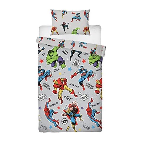 Marvel Comics Character World Licensed Grey Single Duvet Cover Design Reversible Two Sided Bedding Duvet Cover Cover