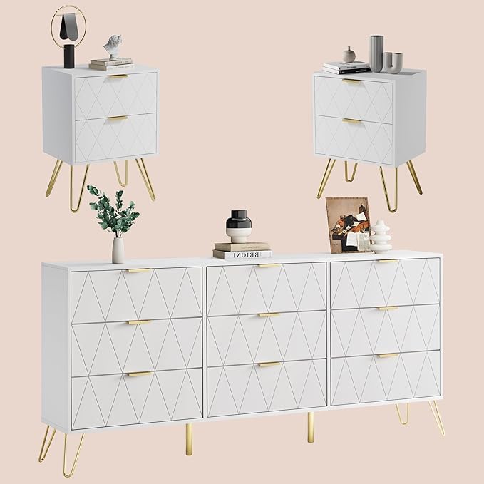【ALTA STABILITÀ E DURATA:】 La nostra cassettiera e comodino a 9 cassetti è realizzata con pannelli MDF di alta qualità, inoltre anche le gambe sono realizzate con pieni di ferro. Tutti questi materiali gli conferiscono elevata stabilità, durata e lunga durata.