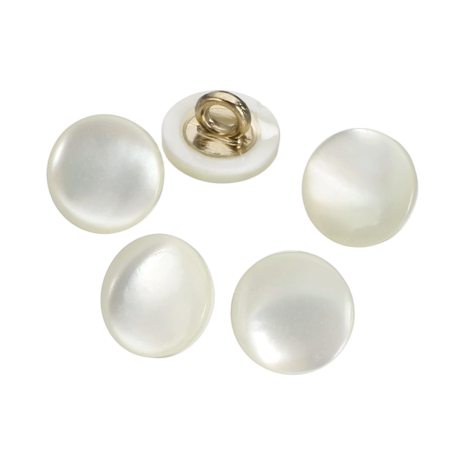 sourcing map 5 Pcs Natural Shell Buttons, 10mm Mother of Pearl Buttons Curved Surface Button Shell Shank Button for Shirt Sewing DIY Crafts Decoration, Beige/Silver