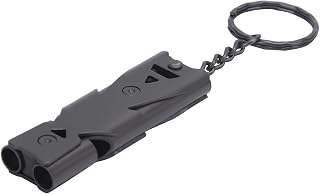 Double Tubes Whistle, Stainless Steel Survival Whistle with 150dB Loud High Pitch Sound, for Outdoor Activities Hiking Camping Hunting Fishing Lifeguards Coaches Referees