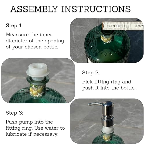 ALTGLAS Upcycling Kit for Soap Dispensers Pumps - Set of Silicone Stoppers in Three Sizes for 0.7-0.9 in Bottle Mouth (Pump not Included)3