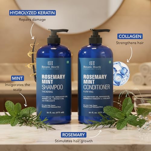 Botanic Hearth Rosemary Mint Shampoo and Conditioner Set, Thickening Formula, Promotes Hair Growth and Scalp Health Sulfate Free & Paraben Free, for Men & Women | 16 fl oz each - Image 6