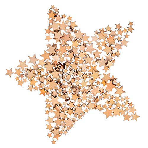 Estrellas de Madera, 500 PCS Adornos de Tamaño Mixto Mini Forma de Estrella para Decoración de Manualidades, Fiesta, Bodas, Navidad, Bricolaje