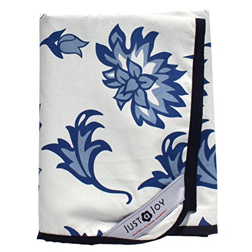 Sólo un Joy - Manta de picnic extra grande - Pure algodón, con reverso impermeable, diseño de flores, color azul