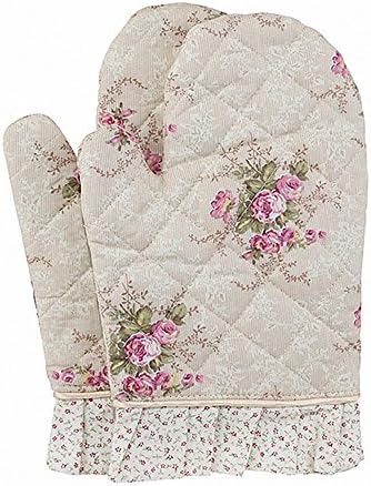COMEING Adult Oven Mitts for Daily Kitchen Style Doris Set of 2 Floral Wood Ash