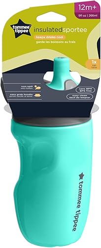 Vista 24 de Tommee Tippee - Botella de agua aislada con asa para niños pequeños Rosa y Menta