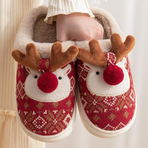 Chaussons de Noël en coton chaud et antidérapants pour intérieur - 4
