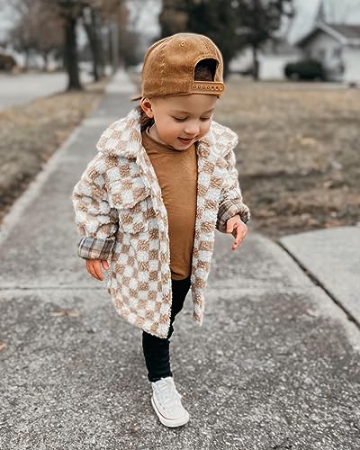 Toddler Baby Boy Girl Fleece Lapel Checkerboard Plaid Button Down Jacket Sherp Coat Fuzzy Shacket Warm Outwear2