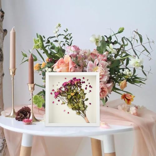 3D Bilderrahmen zum Befüllen, Tiefer 3DRahmen Objektrahmen aus Holz, Tiefer Bilderrahmen zum Befüllen 20x20 cm,Ideal zur Aufbewahrung von Andenken, Blumen, Hochzeitssträußen und Dekorationsobjekten.