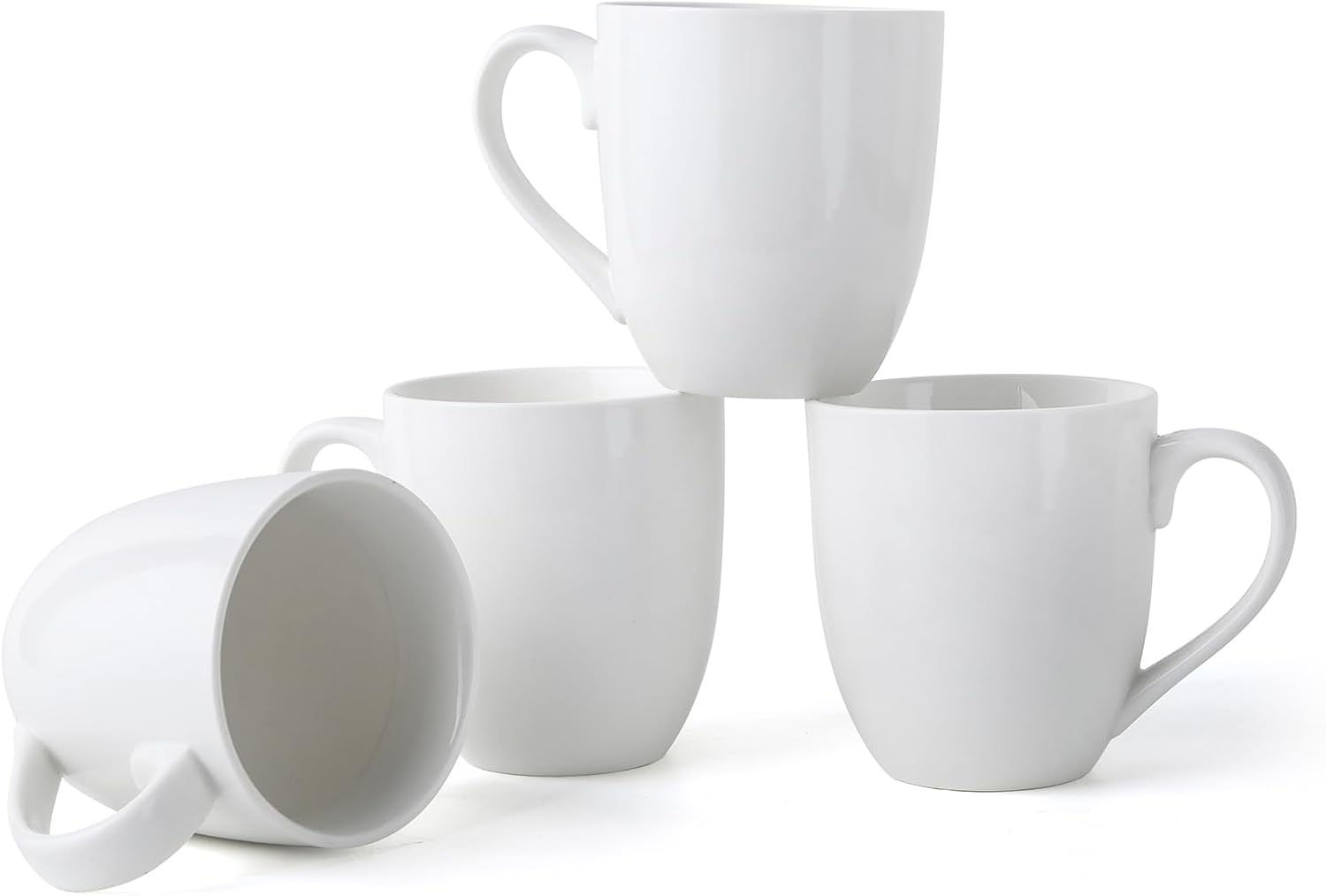 16Oz Coffee Mugs Set of 4 – Large Ceramic White Coffee Cups, Easy to Grip, Porcelain Cappuccino Mugs for Hot Tea, Hot Cocoa, Mocha, Milk, Microwave Dishwasher Safe
