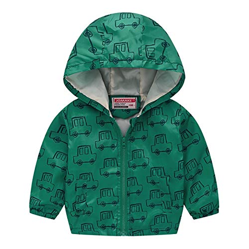 Toddler Boys Windbreaker Long Sleeve Floral Windproof Coats Casual Zip Hooded Jacket (Green, 4-5 Years)