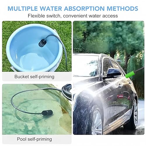 Image of Cockatoo CarShine2.0 Rechargeable Pressure Washer Gun 21V Single Battery 20Bar Pressure 5Lmin Flow Copper Binding Motor 2 in 1Nozzle Portable Car Bike Garden Cleaner Cordless High Pressure Washer