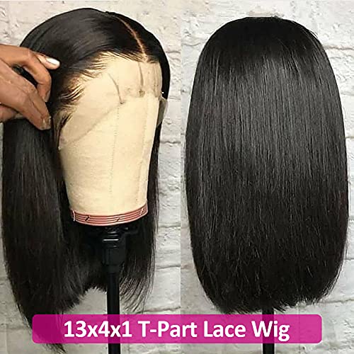 Pizazz-Short-Bob-Lace-Front-Human-Hair-Wigs-For-Women-Pre-Plucked-14inch-150-Density-Brazilian-Straight-T-Part-Lace-Front-HD-Transparent-Wigs-with-Baby-Hair