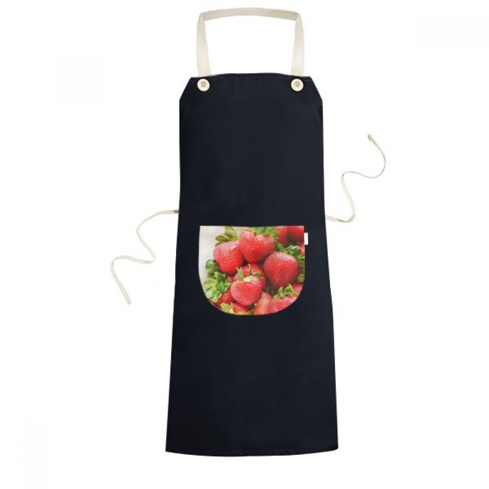 Tablier de cuisine fraise rouge imprimé photo réaliste fond noir lavable