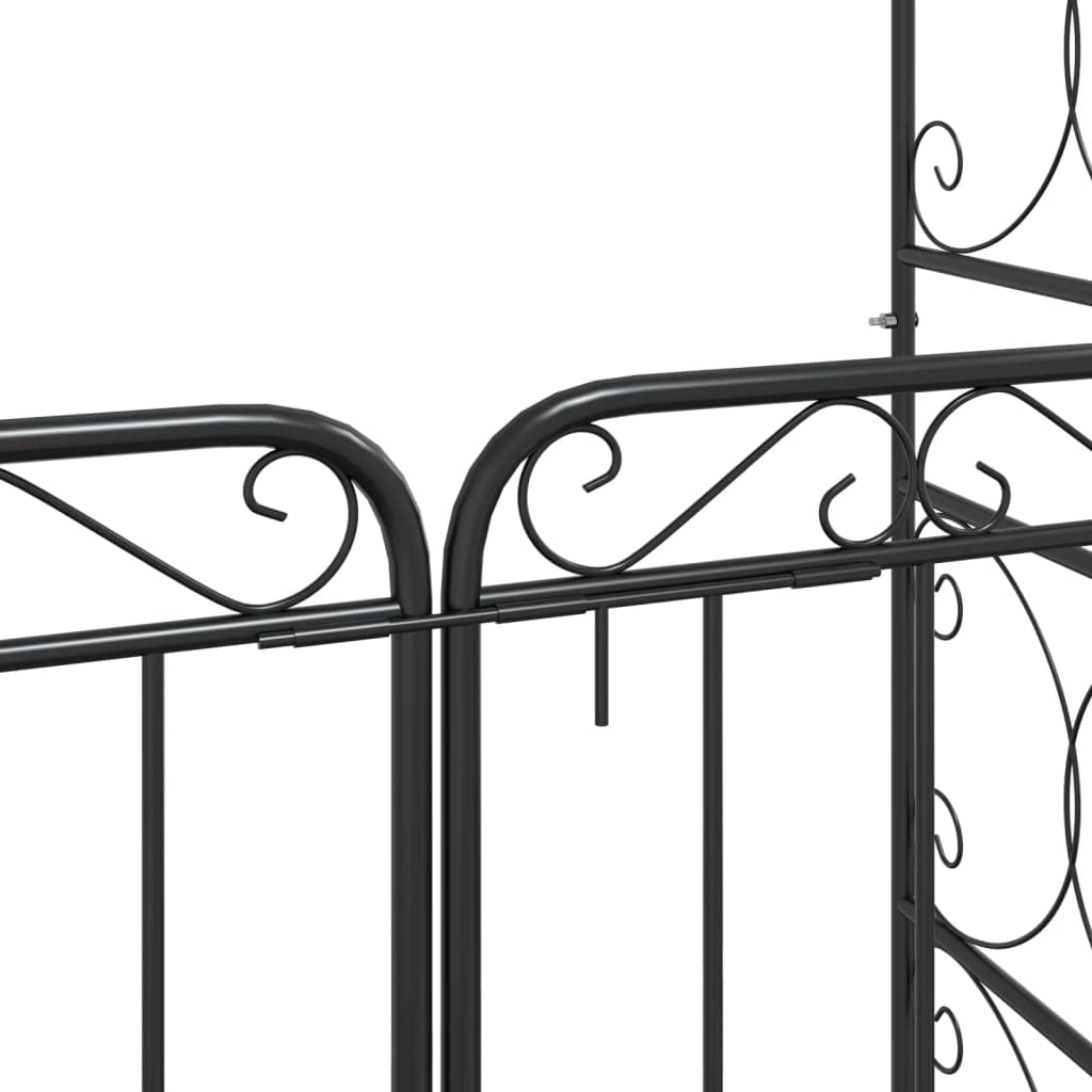 Arco da giardino in acciaio con cancello, verniciato a polvere, 108 x 45 x 235 cm, nero, chiudibile, robusto telaio per piante rampicanti, versatile come ingresso o decorazione per esterni