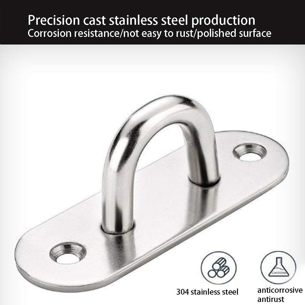 YUEGOUTIANDIHAO M9 Eye Plate 3 Pack Ceiling Hook Pad Eye Plate 304 Stainless Steel Wall Mount Hook Heavy Duty for Hanging - Image 2