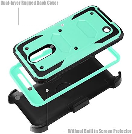 J.west Compatible with LG Aristo Case, Phoenix 3 Case, K8 2017 Case, Fortune Case, Full-Body Rugged Belt Clip Holster Kickstand Case Without Built-in Screen Protector for LV3,Mint