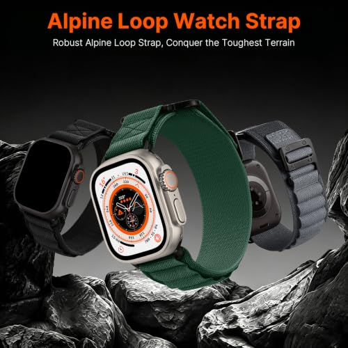 Image of Fullmosa Nylon Alpine Loop Strap for Apple Watch 49 46 45 44 42mm, Green