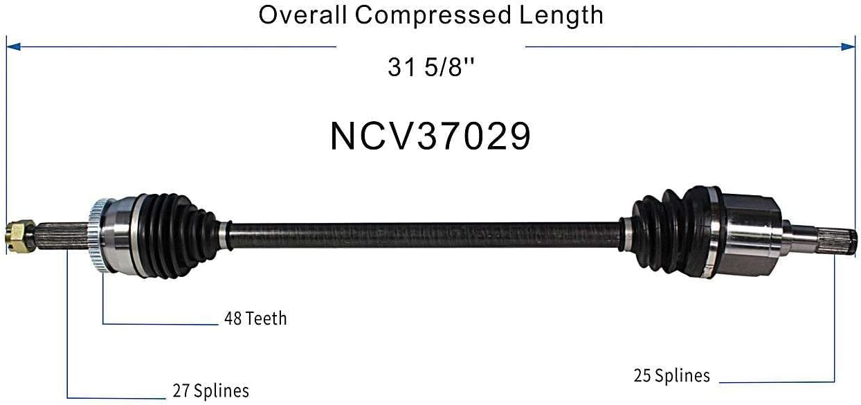 GSP NCV37029 CV Axle Shaft Assembly - Rear Left or Right (Driver or Passenger Side)