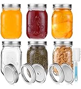 YUEYEE Glass Mason Jars with Lids,Food Storage Jars 16oz / 450ml for Homemade Food Preserving Jam...
