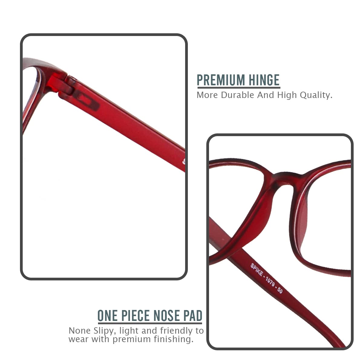 Eymen I Classic Non Prescription Clear Lens Glasses for Women Men Square Frame Eyeglasses Multiple Shades (Red) - Image 6 thumbnail