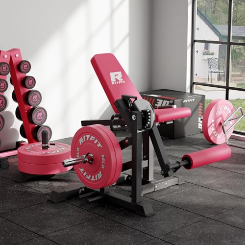 Image of RITFIT Leg Extension and Curl Machine, 700LB Adjustable Leg Curl Machine, Seated Leg Extension and Lying Curl Machine for Home Gym, Leg Workout Equipment Compatible with 1'' and 2'' Plates