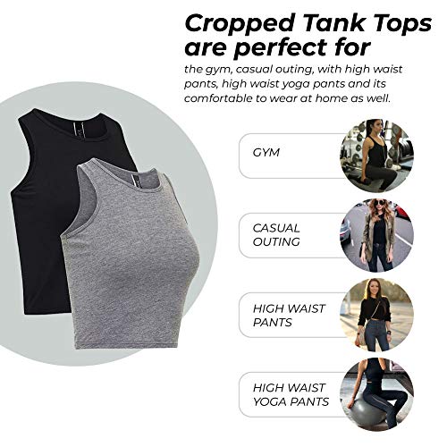 Pack of 2 Gym Cute Workout Long Crop Tops for Women - Athletic Workout Tank Top
