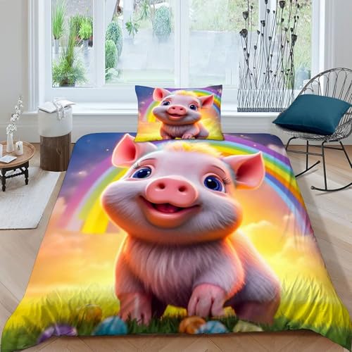 Housses de couettes 135x200 animaux cartoon parure de lit microfibre douce - 3