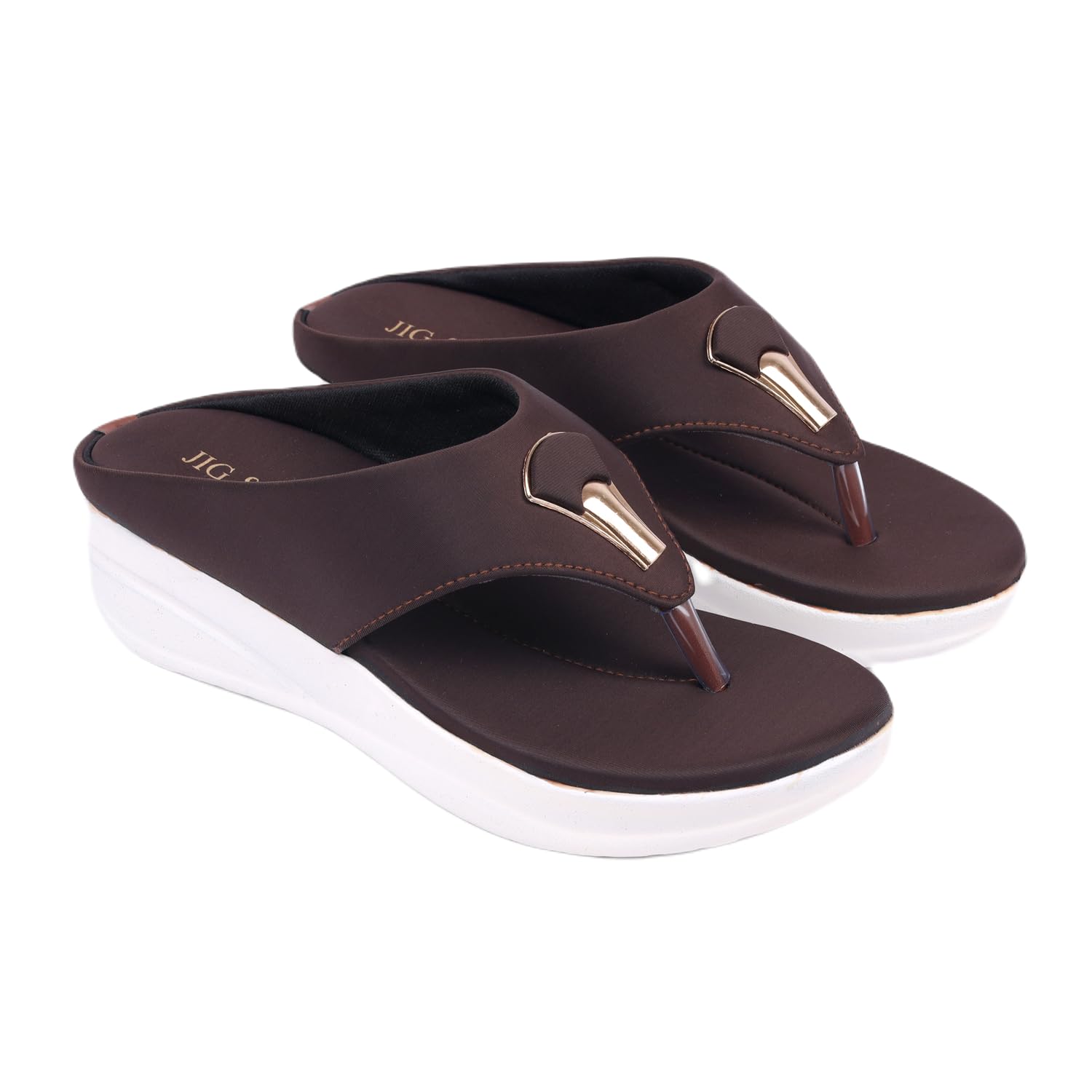JIG & SID Women & Girls Flip-Flops Slippers Light weight, Soft Footbed, Comfortable & Stylish Wedges Slip On Slipper For Casual Wear & Formal Wear (J_S_110642_Coffee_8) (B0D6RTPDF1) Amazon Price History, Amazon Price Tracker
