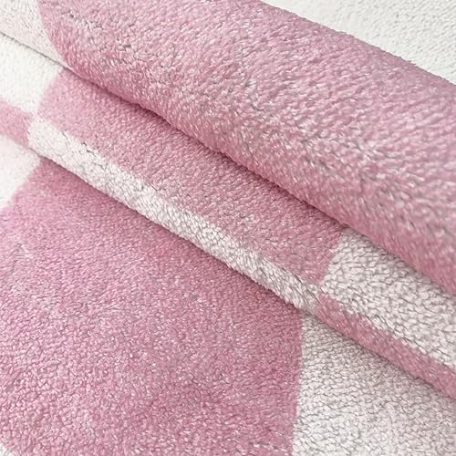 USTIDE Area Rug Modern Pink Checkered Rug for Living Room Bedroom Grid Area Rug Soft Washable Rug with Non-Slip Backing Large Indoor Carpet for Home Decor 120x180cm - Image 2