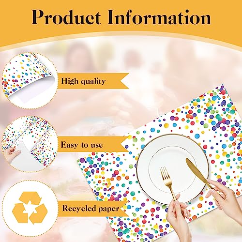 Bayson HD2023082301-DPP50-JP 50 Pieces Rainbow Disposable Paper Placemats Colorful Polka Dots Table Place Mats For Birthday Wedding Party Dinner Kitchen Decor 11"X 17 Inch thumb #2