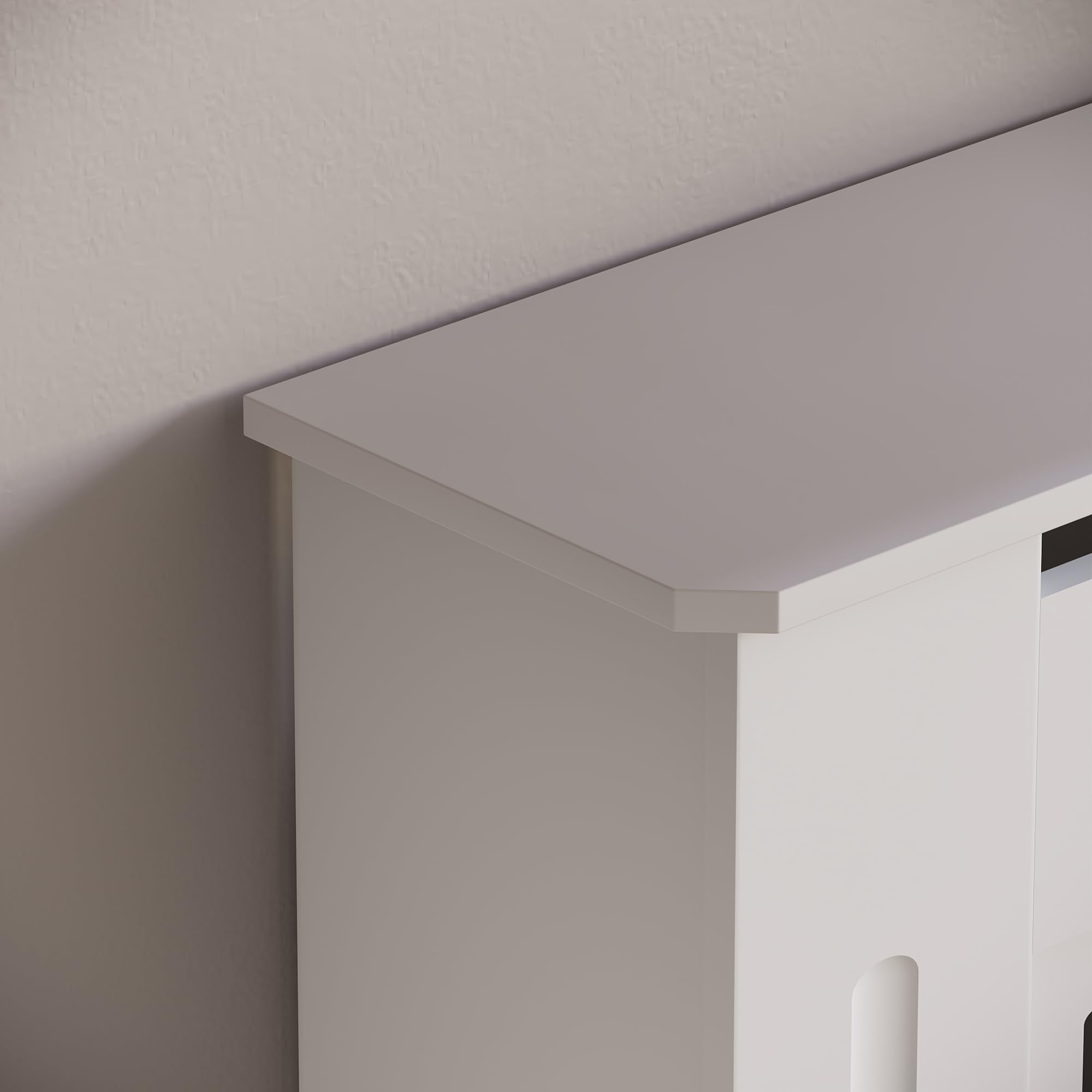 Vida Designs Chelsea Cubierta de radiador Blanco - Ajustable - Lamas Verticales Modernas para Mejor circulación del Calor - H82xW140-204xD20.5cm - MDF Pintado para salón y Pasillo