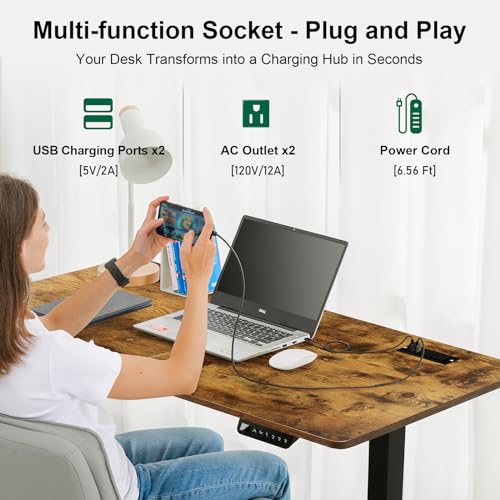 Image of COMHOMA Small Standing Desk Adjustable Height & Tiltable Tabletop, Mobile Stand Up Desk for Laptop, Portable Computer Table for Home Office Work and Walking Pad Treadmill, Height 30.7 inch-46.4 inch, Tan
